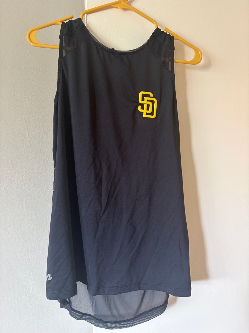 Black Women's Athletic Tank Top with Yellow SD Padres Logo